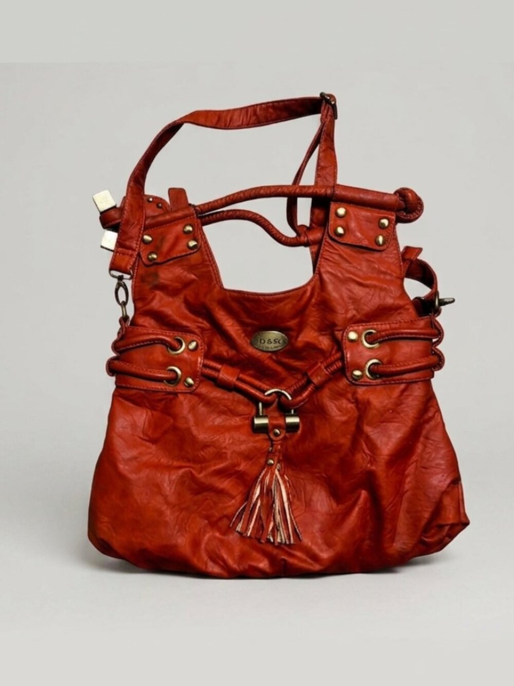 D&G y2k red orange leather hobo bag